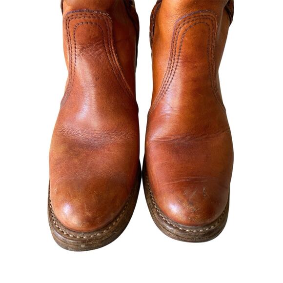 Vintage 70s Miss Capezio Brown Leather Boho Western Cowgirl Campus Boots 6 / 6.5 - Picture 4 of 8
